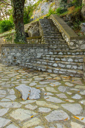 Stone construction, exterior design. Garden, park architectureの写真素材