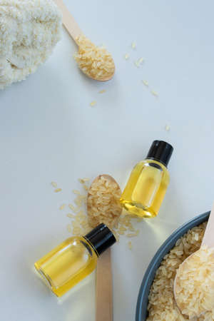 Skin care products with essence of rice. Healthy organic remedyの写真素材
