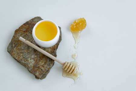 Skin care products with honey. Healthy organic remedy, superfood for the skinの写真素材