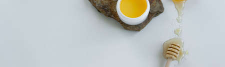 Skin care products with honey. Healthy organic remedy, superfood for the skinの写真素材