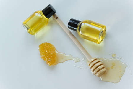 Skin care products with honey. Healthy organic remedy, superfood for the skinの写真素材