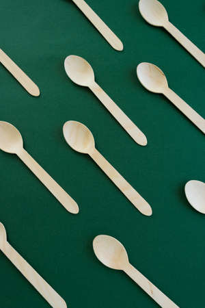 Bamboo wooden spoons. Eco friendly kitchen utensil. Ecological conceptの写真素材