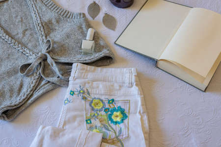 Casual stylish woman outfit. Flatlay of every woman dresses