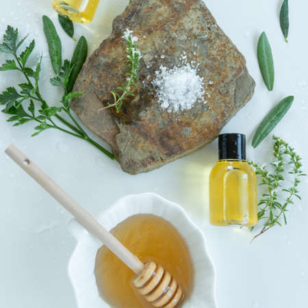 Skin care products with natural products and extracts . Healthy organic remedy, superfood for the skinの写真素材