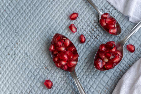 Pomegranate seeds. Raw organic antioxidant foodの写真素材