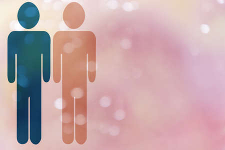 Illustration of two men together, glow background, lifestyle concept, negative space