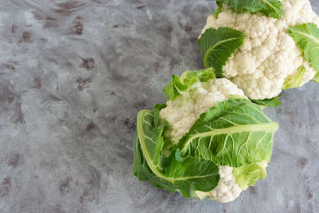 Fresh raw cauliflower, vegetable ingredient, healthy eating conceptの写真素材