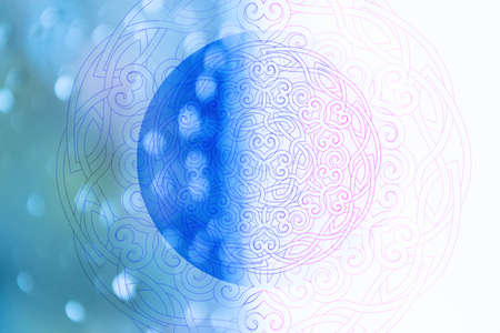 Soft colorful pattern with mandala element. Vintage decorative elements.  Islam, Arabic, Indian, Ottoman motifs.の写真素材