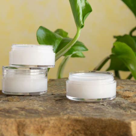 Organic body/face creams, natural wellness beauty productsの写真素材