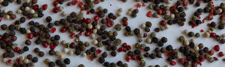 MIx of pepper seeds, spicy and condiment ingredientsの写真素材