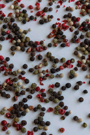 MIx of pepper seeds, spicy and condiment ingredients