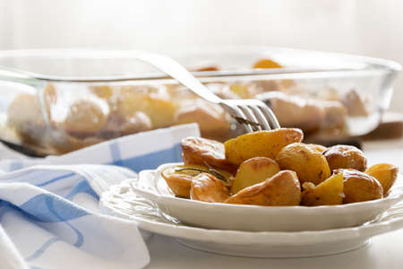 Traditional baked potatoes. Healthy homemade cookingの写真素材