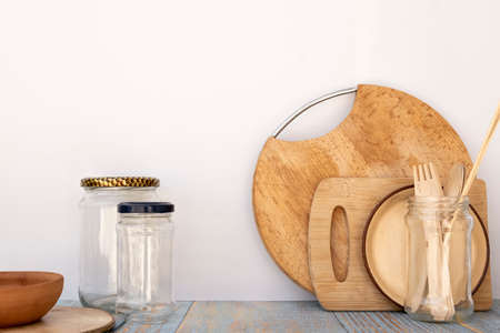 Eco friendly reusable kitchen utensils. Ecology, recycling, no plastic, zero waste concept