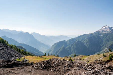 Albanian mountain Alps. Mountain landscape, picturesque mountain view in summer. Albanian nature panoramaの写真素材