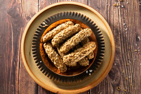 Homemade bread sticks with sunflower seeds