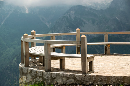 Scenic nature view of Albanian nature. Alpin environment background, traveling conceptの写真素材