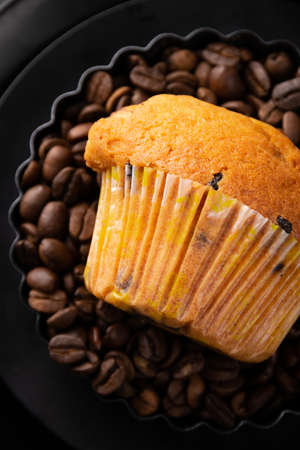 Coffee muffins dessert, food background, bakery themesの写真素材