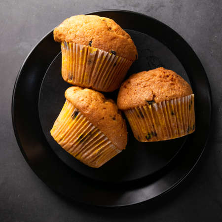 Coffee muffins dessert, food background, bakery themesの写真素材