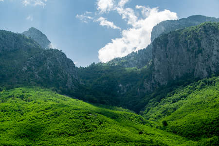 Scenic nature view of Albanian nature. Alpin environment background, traveling concept