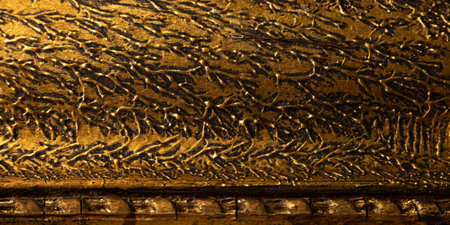 Part of an antique golden frame. Art background with space for textの写真素材