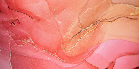 Beautiful romantic marble surface in red, purple and pink tones with glitter effect. Modern abstract stone background.の写真素材