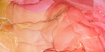 Beautiful romantic marble surface in red, purple and pink tones with glitter effect. Modern abstract stone background.の写真素材