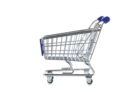 shopping cart isolated on whiteの写真素材