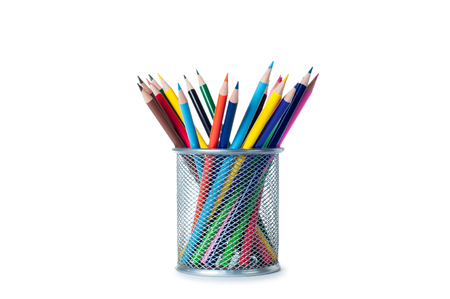 colorful pencils isolated on whiteの写真素材