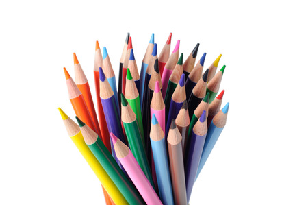colorful pencils isolated on whiteの写真素材