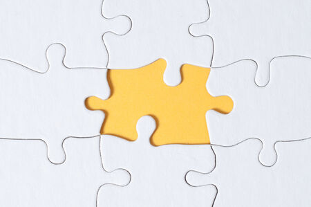puzzle with yello center pieceの写真素材