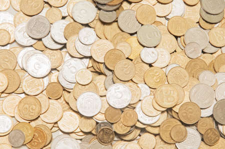 a lot of Ukrainian of coins backgroundの写真素材