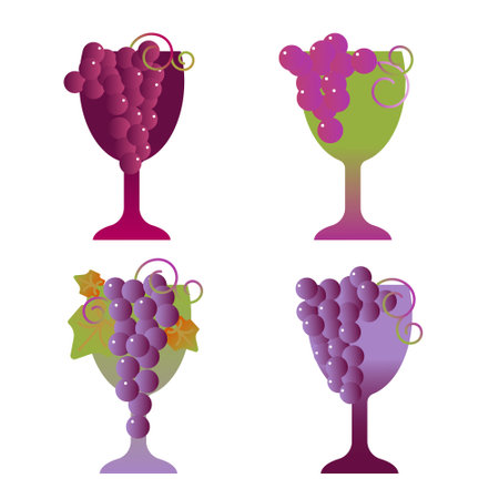 Grapes goblet vector illustration. Natural wine. Winemakingのイラスト素材