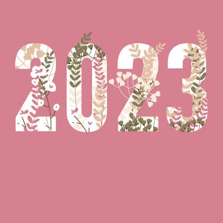 2023 year vector floral illustration. Calendar with flowers. 2023 postcardのイラスト素材
