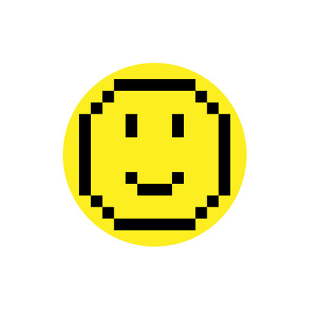 Pixel yellow smile minimalist vector illustrationのイラスト素材