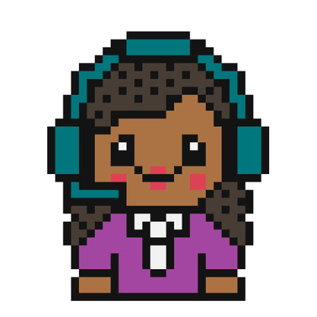 Pixelated help center female operator. Technical support worker.のイラスト素材