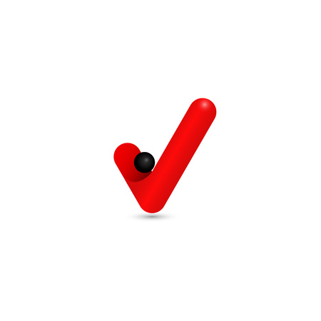Red v letter illustration with black circle icon.のイラスト素材