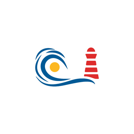 Water wave and lighthouse logo template for web designのイラスト素材