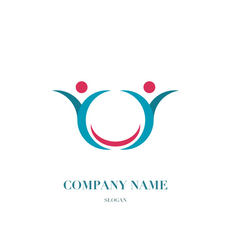 Happy fun people, healthy life logo, icon designのイラスト素材