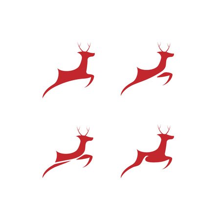 Red deer logo template design for chrismasのイラスト素材