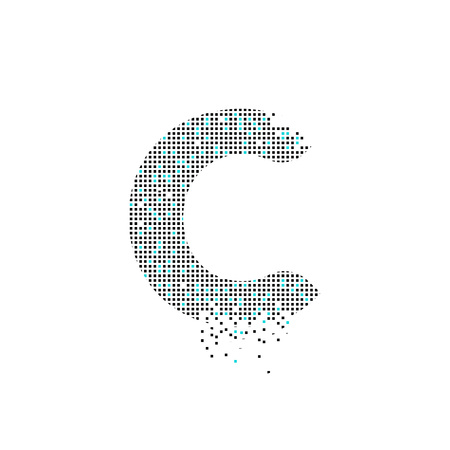 Pixel Letter C Logo. C Letter Design Vector with Pixelのイラスト素材