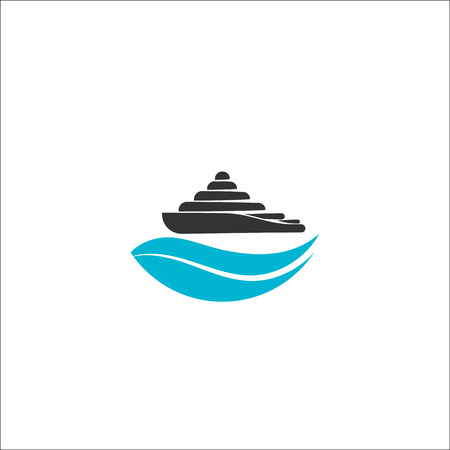 Yacht vector illustration with water wave on the background, travel agency conceptのイラスト素材