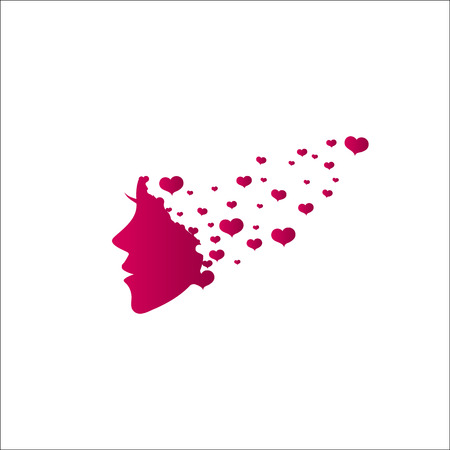 Woman face logo with hearts for beauty, massage, cosmetic and spa salonのイラスト素材