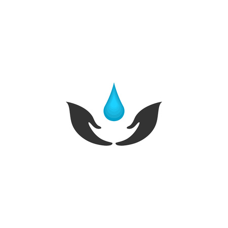 Hands as a bowl with water vector design element, save water conceptのイラスト素材