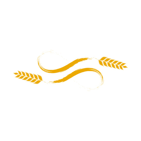 Simple wheat facing opposite directions design illustration for bakeryのイラスト素材