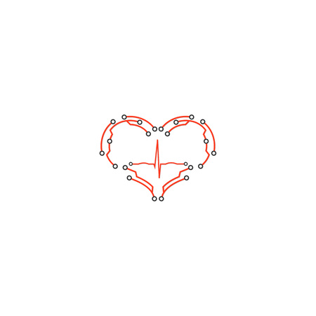Health technology concept with heart and circuits  Vector illustration.のイラスト素材