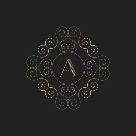 Vintage calligraphic monogram emblem. Luxury elegant ornament logo for restaurant, boutique, hotel, fashionのイラスト素材