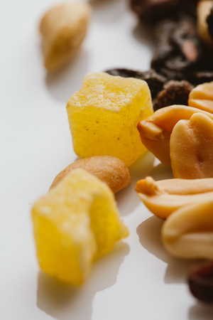 dried fruits close-up on a light background.の写真素材