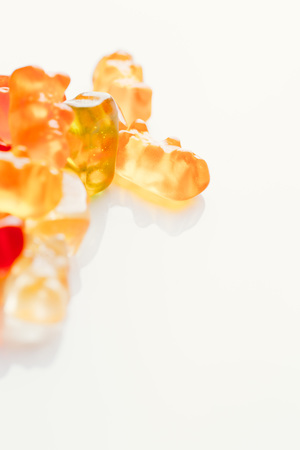 gummi bears close-up on a light background.の写真素材