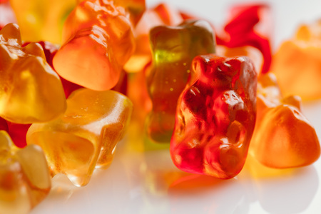 gummi bears close-up on a light background.の写真素材