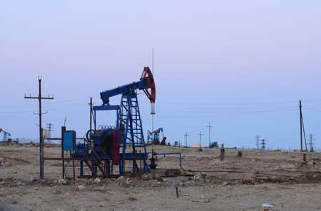 Abandoned oil derricks near Baku のeditorial素材